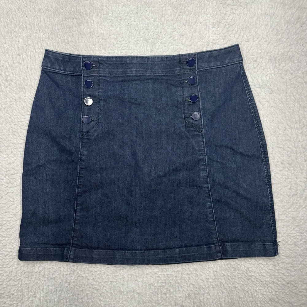Ann Taylor Loft Skirt A Line Denim Button‎ Front Women's Size 12 (34x18)